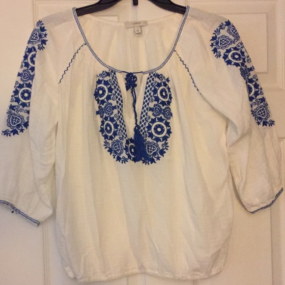 J. Crew Tops - J. Crew embroidered shirt